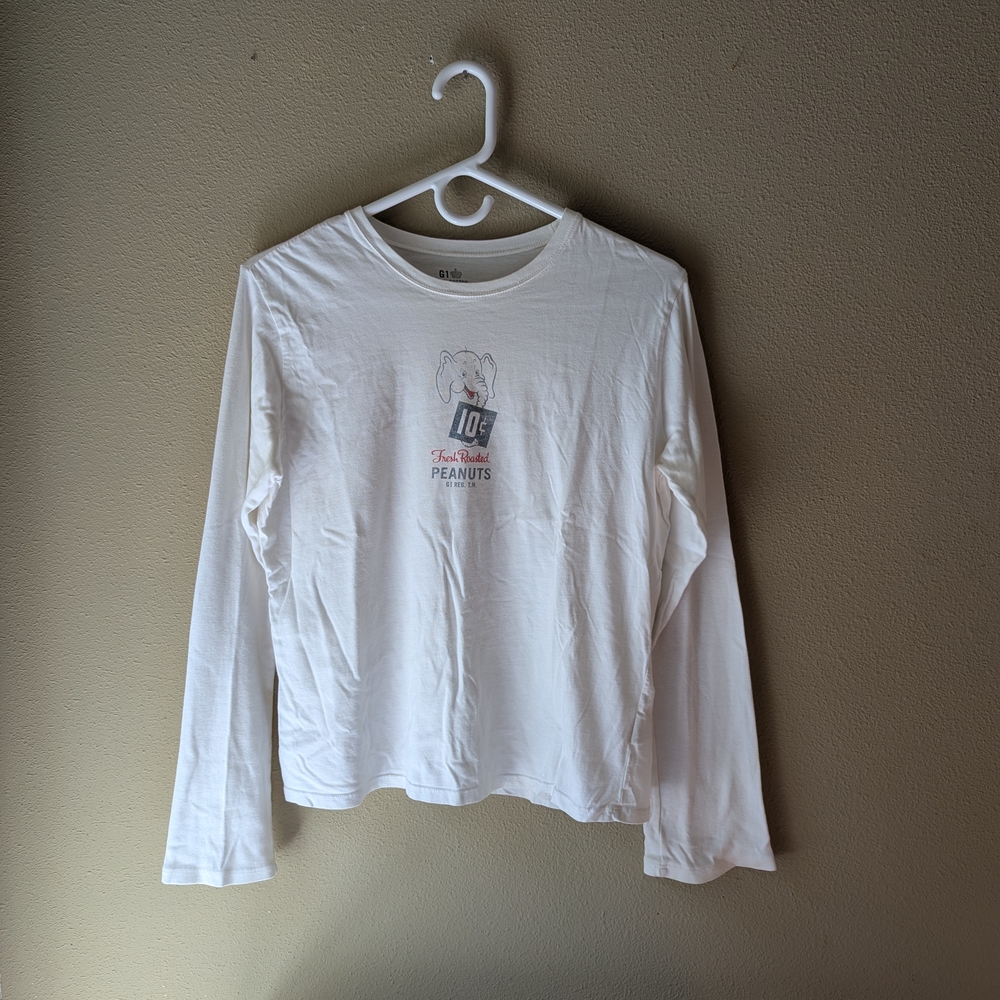 G1 "Fresh Roasted Peanuts" Graphic White Long Sleeve Tee